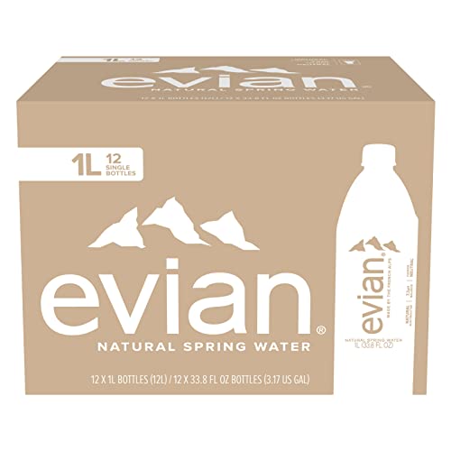 evian Natürliches Quellwasser, natürlich gefiltertes Quellwasser in großen Flaschen, 1 ml (Paket von 12)