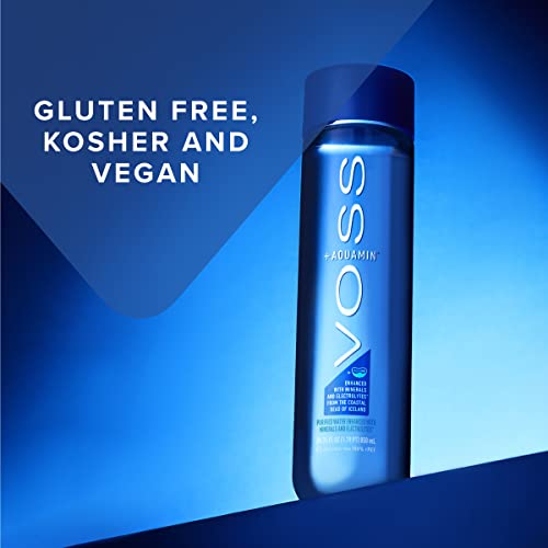 VOSS+ Aquamin - Premium gereinigtes Wasser mit Mineralstoffen und Elektrolyten für optimale Hydration - funktionelles Wasser mit erfrischendem Geschmack - recycelte PET-Flaschen - 850 ml (Paket von 12)
