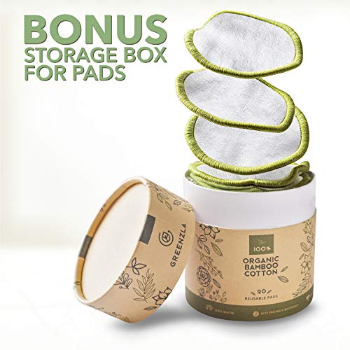 Greenzla Wiederverwendbare Make-up-Entferner-Pads (20 Packungen) | 100% Bio-Bambus