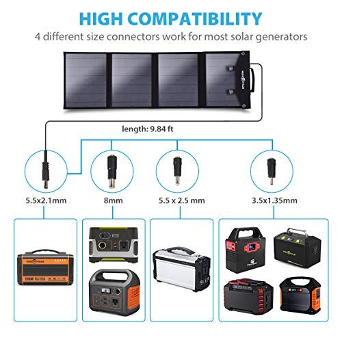 Rockpals 100W Faltbares Solarpanel-Ladegerät für Suaoki Portable Generator mit 3 USB-Anschlüssen