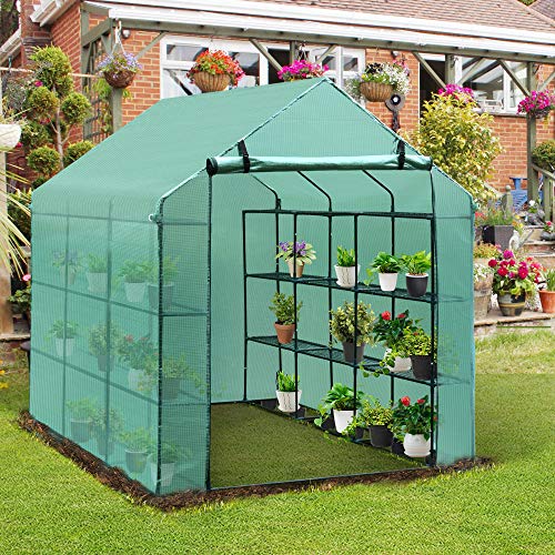 Outsunny 8 'x 6' x 7' Portable Water / UV Walk-in Gewächshaus Hot House mit 18 Regalen