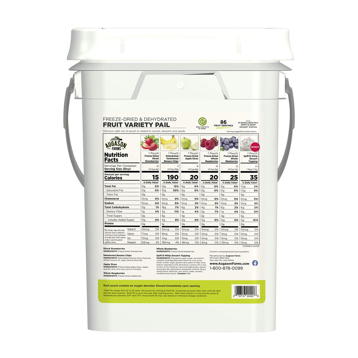 Augason Farms Dehydrierter und Gefriergetrockneter Fruchtsorten-Pail