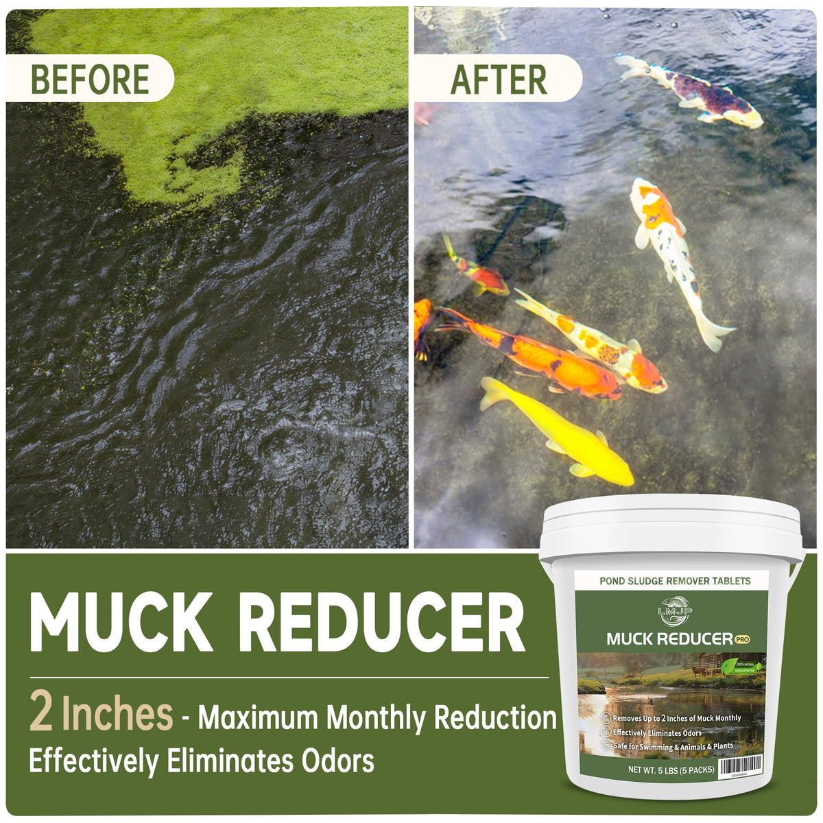 LMJP Muck Reducer - 2,27 kg Natural Muck und Schlammentferner Tabletten für Teiche und Seen