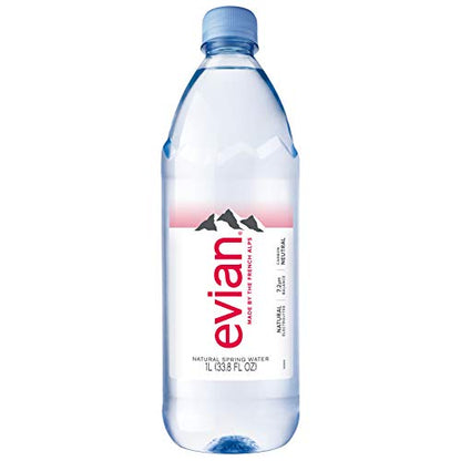 evian Natürliches Quellwasser, natürlich gefiltertes Quellwasser in großen Flaschen, 1 ml (Paket von 12)
