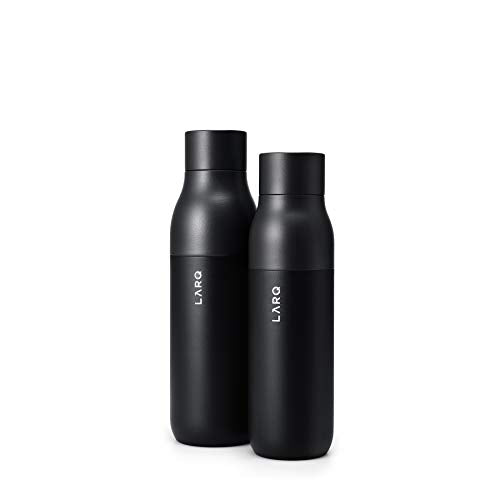LARQ Flasche PureVis - Selbstreinigende und isolierte Wasserflasche aus rostfreiem Stahl - 25 Unzen - Obsidian Black