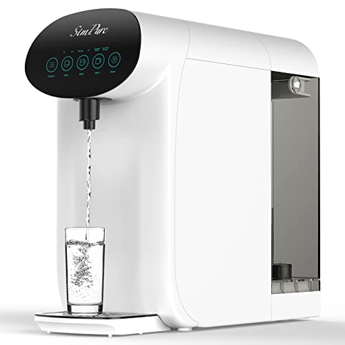 SimPure Y7P-W UV Countertop Reverse Osmosis Water Filtration Purification System, 4-Stufe RO Wasserfilter, Flaschenlos Wasser Dispenser, 4: 1 Rein zu entwässern (keine Installation erforderlich)