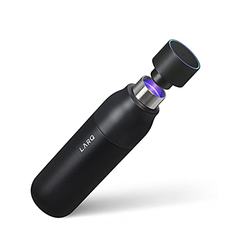 LARQ Flasche PureVis - Selbstreinigende und isolierte Wasserflasche aus rostfreiem Stahl - 25 Unzen - Obsidian Black