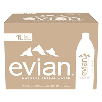 evian Natürliches Quellwasser, natürlich gefiltertes Quellwasser in großen Flaschen, 1 ml (Paket von 12)
