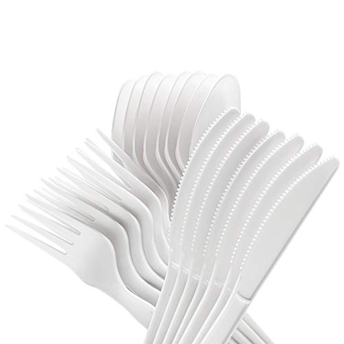 Baumpflege kompostierbares Besteck-Set - 380 Value Pack [180 Gabeln, 100 Löffel, 100 Messer] - Pflanzen Sie einen Baum mit jeder Box - Eco Friendly Compostable Utensils-BPI Certified Plant-Based Einweg-Silberwaren