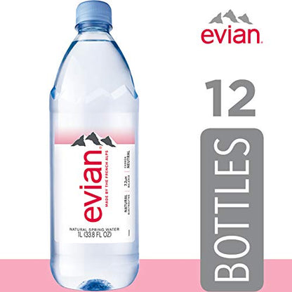 evian Natürliches Quellwasser, natürlich gefiltertes Quellwasser in großen Flaschen, 1 ml (Paket von 12)
