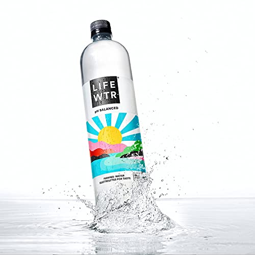 LIFEWTR Premium Gereinigtes Wasser, pH-Balance mit Elektrolyten, 100% recycelte Plastikflaschen, 591 ml (Paket von 20), Verpackung kann variieren