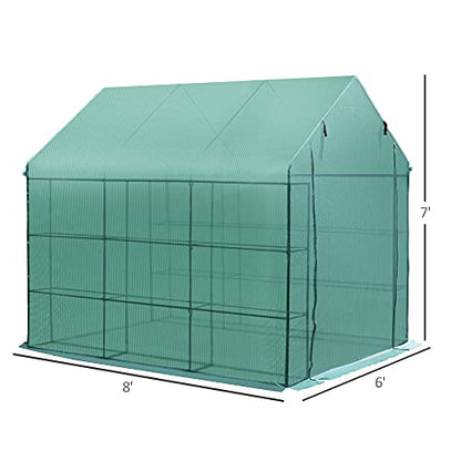 Outsunny 8 'x 6' x 7' Portable Water / UV Walk-in Gewächshaus Hot House mit 18 Regalen