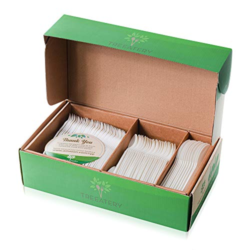 Baumpflege kompostierbares Besteck-Set - 380 Value Pack [180 Gabeln, 100 Löffel, 100 Messer] - Pflanzen Sie einen Baum mit jeder Box - Eco Friendly Compostable Utensils-BPI Certified Plant-Based Einweg-Silberwaren