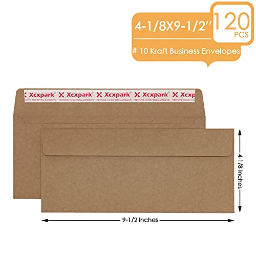 Xxcxpark 120 PCS #10 Braune Selbstsiegelkraft 4-1/8 x 9-1/2 Zoll Sicherheitsumschläge, Fensterlose unsichtbare Umschläge Super Starke Schnellsiegel Umschläge Sicherheitstönungsmuster Sicher