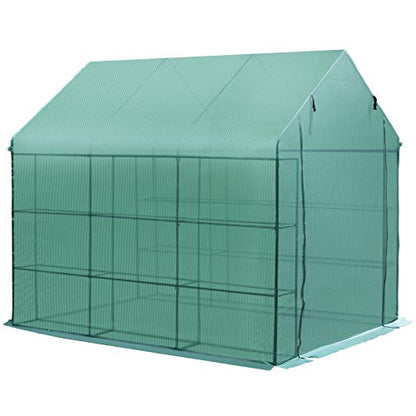 Outsunny 8 'x 6' x 7' Portable Water / UV Walk-in Gewächshaus Hot House mit 18 Regalen
