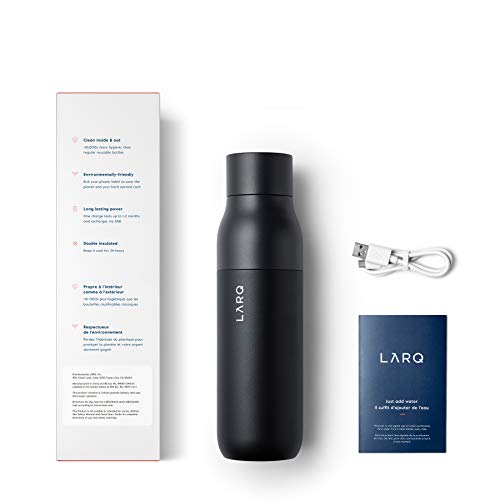 LARQ Flasche PureVis - Selbstreinigende und isolierte Wasserflasche aus rostfreiem Stahl - 25 Unzen - Obsidian Black