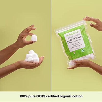 Sky Organics Organic Jumbo Baumwollbälle für empfindliche Haut, 100% reine GOTS zertifizierte Bio für Schönheit & Körperpflege, 300 ct.