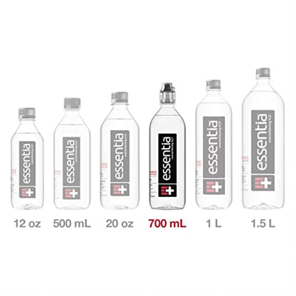 Essentia-Flaschenwasser, ionisiertes alkalisches Wasser; 99,9% rein, mit Elektrolyten angereichert, 9,5 pH oder höher mit einem sauberen, glatten Geschmack, 7 ml (Paket von 24)