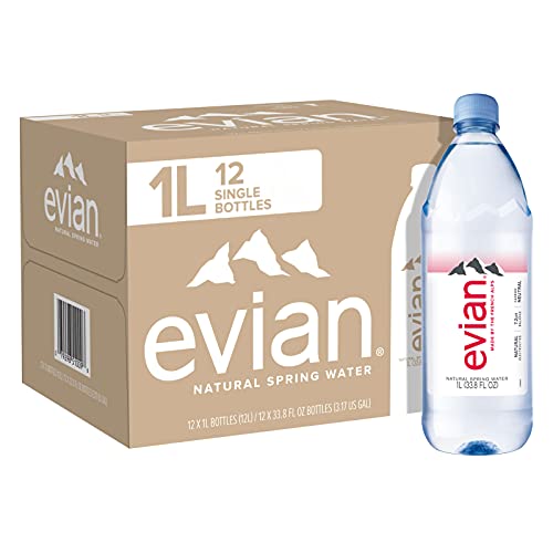 evian Natürliches Quellwasser, natürlich gefiltertes Quellwasser in großen Flaschen, 1 ml (Paket von 12)