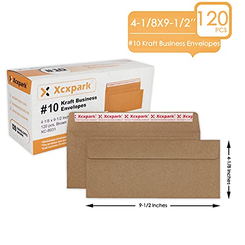 Xxcxpark 120 PCS #10 Braune Selbstsiegelkraft 4-1/8 x 9-1/2 Zoll Sicherheitsumschläge, Fensterlose unsichtbare Umschläge Super Starke Schnellsiegel Umschläge Sicherheitstönungsmuster Sicher