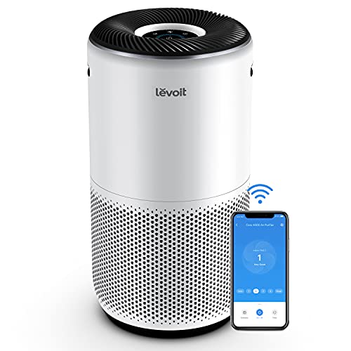LEVOIT Luftreiniger für zu Hause großen Raum, Smart WiFi und Alexa-Steuerung, H13 True HEPA Filter für Allergien, Haustiere, Rauch, Staub, Auto-Modus, Monitor Qualität mit PM2.5 Display, 403 sq.ft, Weiß