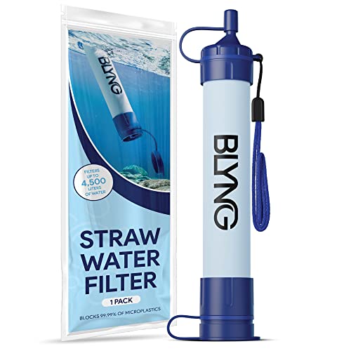 Survival Straw Water Filter - Straw mit Filter für gesundes Trinken - Survival Water Filter Blocks 99,99% Mikroplastik, Wasserfilter Straw zum Wandern, Radfahren, Camping, Survival Straw Water Purifier