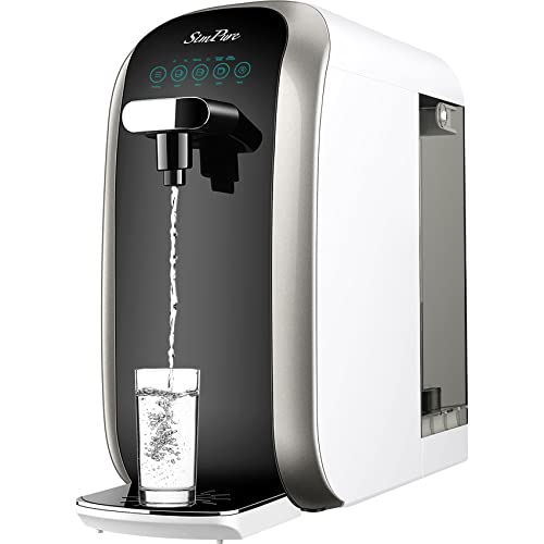 SimPure Y7P-BW UV Countertop Reverse Osmosis Water Filtration Purification System, 4-Stufe RO Wasserfilter, Flaschenlos Wasser Dispenser, 4: 1 Rein zu entwässern, BPA frei (keine Installation erforderlich)