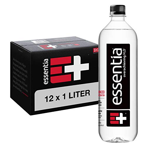 Essentia-Flaschenwasser, 1 Liter, 12-Pack, ionisiertes alkalisches Wasser: 99,9% rein, mit Elektrolyten angereichert, 9,5 pH-Wert oder höher mit einem sauberen, glatten Geschmack