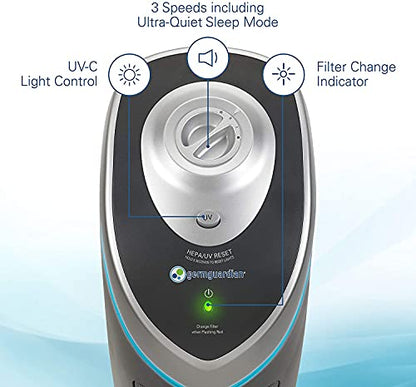 Germ Guardian True HEPA Filter Luftreiniger mit UV-Licht Sanitizer, beseitigt Keime, Filter Allergien, Pollen, Rauch, Staub Haustier Dander, Schimmelgeruch, Ruhiger 22 Zoll 4-in-1 Luftreiniger für zu Hause AC4825E
