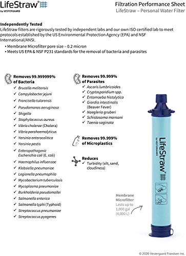 LifeStraw Persönlicher Wasserfilter für Wandern, Camping, Reisen und Notfallvorsorge, 1 Pack, Blau