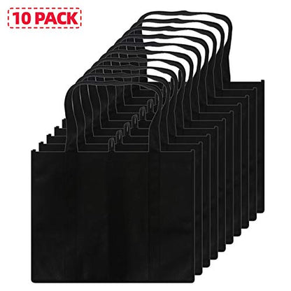 Set von 10 wiederverwendbaren Lebensmittelbeuteln Extra große faltbare schwere Duty Shopping Tote produzieren Tasche mit verstärkten Griffen, schwarz