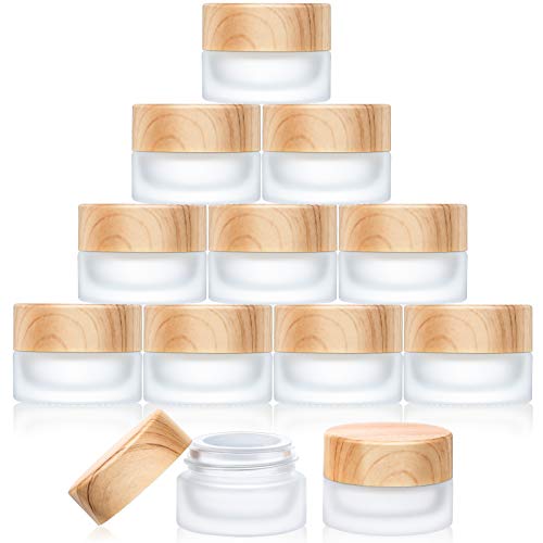 10 Stück Glas Kosmetik-Probe Gläser mit Bambus-Holz lecksicher Lids