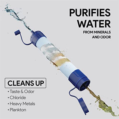 Survival Straw Water Filter - Straw mit Filter für gesundes Trinken - Survival Water Filter Blocks 99,99% Mikroplastik, Wasserfilter Straw zum Wandern, Radfahren, Camping, Survival Straw Water Purifier