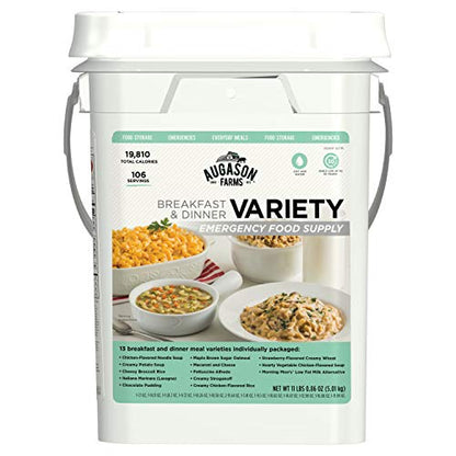 Augason Farms Frühstück und Abendessen Variety Pail Notfall Lebensmittelversorgung täglich Mahlzeiten 4 Gallonen Pail