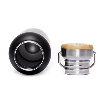 Baumstamm Schwarze Edelstahlflasche 567 g - Unzerstörbar, BPA-frei, 100% lecksicher, umweltfreundlich, Doppelwand isolierte Technologie für heiße und kalte Getränke, breiter Mund, Bambuskappe