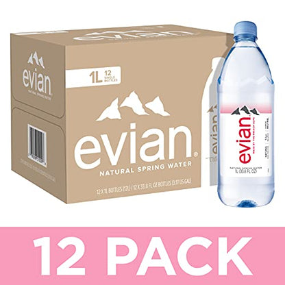 evian Natürliches Quellwasser, natürlich gefiltertes Quellwasser in großen Flaschen, 1 ml (Paket von 12)