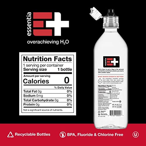 Essentia-Flaschenwasser, ionisiertes alkalisches Wasser; 99,9% rein, mit Elektrolyten angereichert, 9,5 pH oder höher mit einem sauberen, glatten Geschmack, 7 ml (Paket von 24)