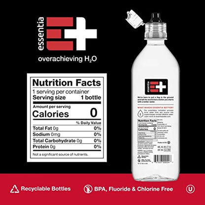 Essentia-Flaschenwasser, ionisiertes alkalisches Wasser; 99,9% rein, mit Elektrolyten angereichert, 9,5 pH oder höher mit einem sauberen, glatten Geschmack, 7 ml (Paket von 24)