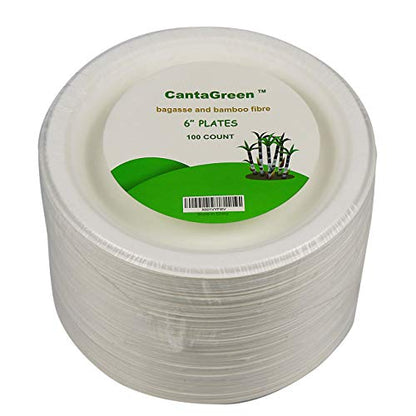 CantaGreen 6-Zoll-Kompostierbare Dessertplatten - 100 Count