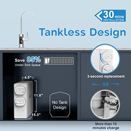 WAPU U1000FS Reverse Osmose System unter Senke, 1000GPD Schnellfluss RO Wasserfiltrationssystem