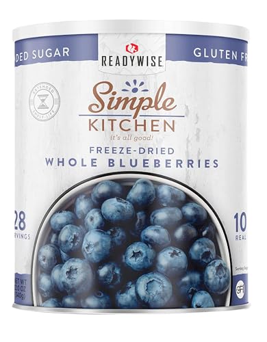 READYWISE - Einfache Küche Einfrieren Getrocknete Ganze Blaubeeren, 28 Portionen, Vegan, Glutenfrei, Obst Snacks, Notfallversorgung, Dehydratisierte Früchte, Blaubeeren