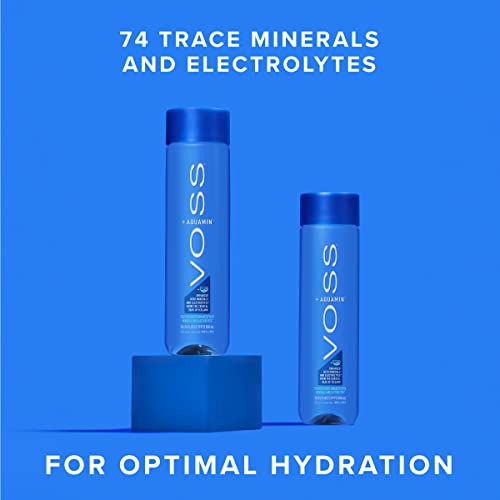 VOSS+ Aquamin - Premium gereinigtes Wasser mit Mineralstoffen und Elektrolyten für optimale Hydration - funktionelles Wasser mit erfrischendem Geschmack - recycelte PET-Flaschen - 850 ml (Paket von 12)