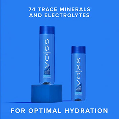 VOSS+ Aquamin - Premium gereinigtes Wasser mit Mineralstoffen und Elektrolyten für optimale Hydration - funktionelles Wasser mit erfrischendem Geschmack - recycelte PET-Flaschen - 850 ml (Paket von 12)