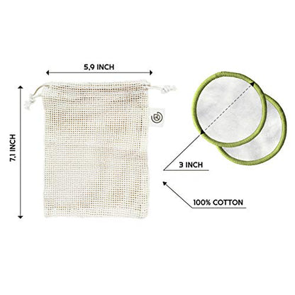 Greenzla Wiederverwendbare Make-up-Entferner-Pads (20 Packungen) | 100% Bio-Bambus