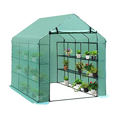 Outsunny 8 'x 6' x 7' Portable Water / UV Walk-in Gewächshaus Hot House mit 18 Regalen