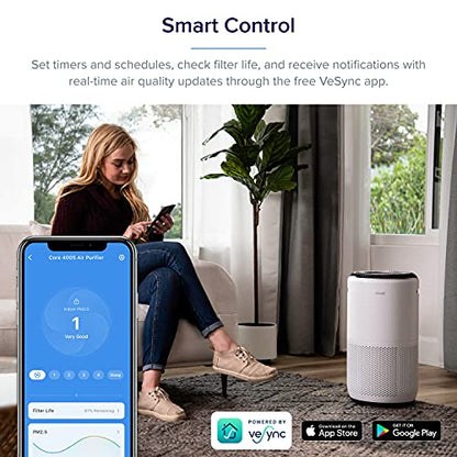 LEVOIT Luftreiniger für zu Hause großen Raum, Smart WiFi und Alexa-Steuerung, H13 True HEPA Filter für Allergien, Haustiere, Rauch, Staub, Auto-Modus, Monitor Qualität mit PM2.5 Display, 403 sq.ft, Weiß