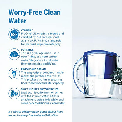 ProOne Wasserfilter-Pitcher mit Frucht-Infuser, gefilterter Wasser-Pitcher für Küche, Büro, Camping oder RVing
