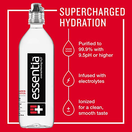 Essentia-Flaschenwasser, ionisiertes alkalisches Wasser; 99,9% rein, mit Elektrolyten angereichert, 9,5 pH oder höher mit einem sauberen, glatten Geschmack, 7 ml (Paket von 24)
