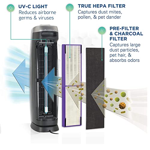 Germ Guardian AC5250PT 28 '3-in-1 True HEPA Filter Luftreiniger für Haus und Haustiere, Große Räume, UV-C Sanitizer, Filter Allergien, Rauch, Staub, Dander, & Gerüche, 5-Yr Wty, GermGuardian, Grau'