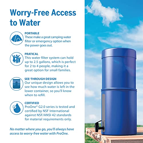ProOne Big II Gravity Water Filter, 2,5-Gallonen-Wasserfiltersystem mit 5-Zoll-Filter und BPA-freiem Spigot